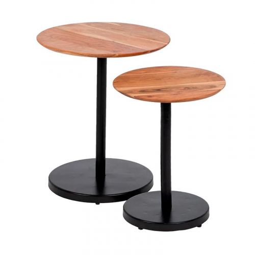 SET 2 MESITA ACACIA HIERRO 50x50x60CM