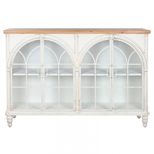 APARADOR MADERA CRISTAL BLANCO 150x36x101CM