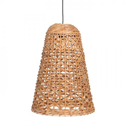 una lámpara de techo con forma de campana realizada en fibras.